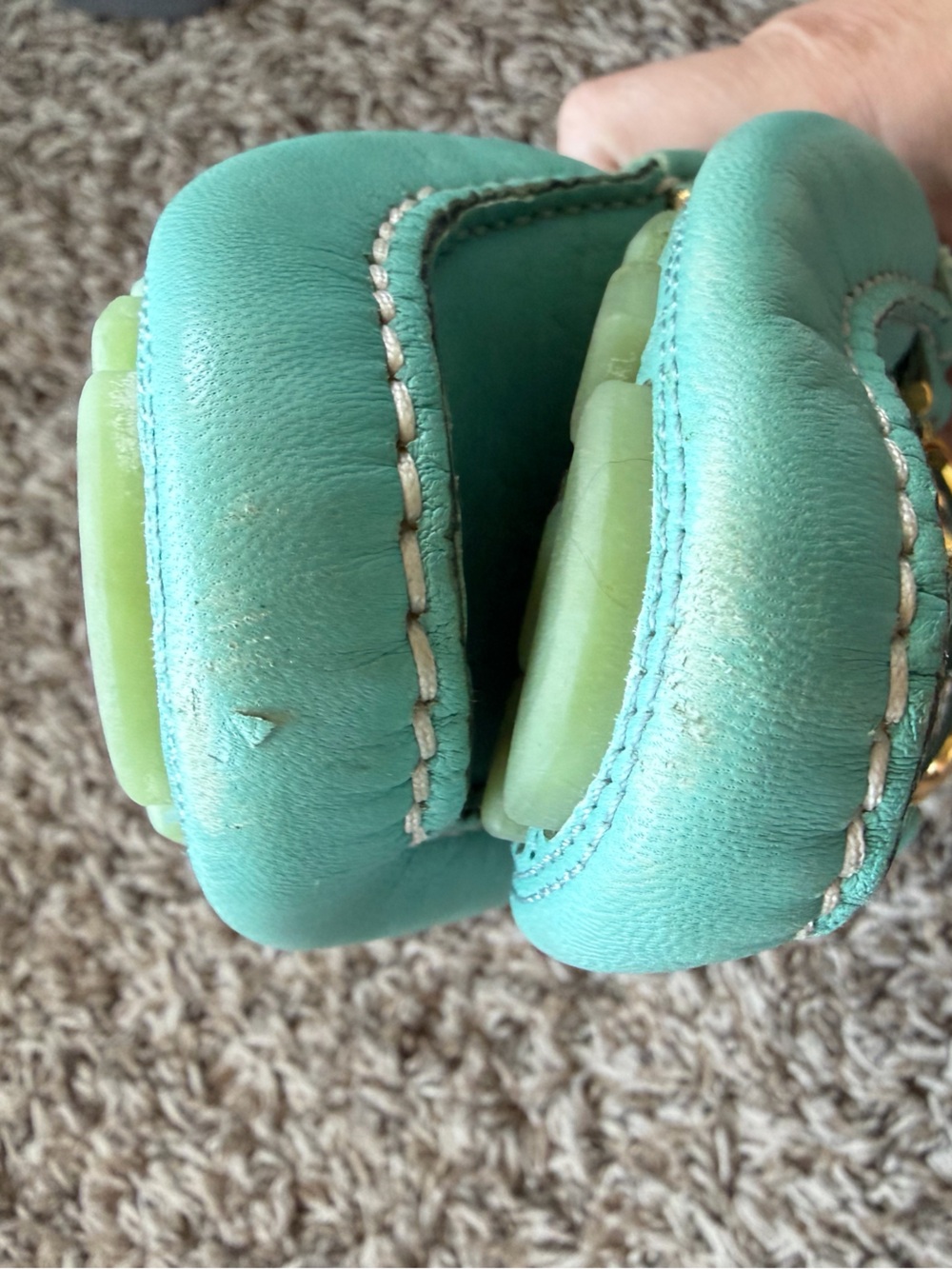 Salvatore Ferragamo teal blue leather driving loafers Women’s size 10 - Picture 7 of 7